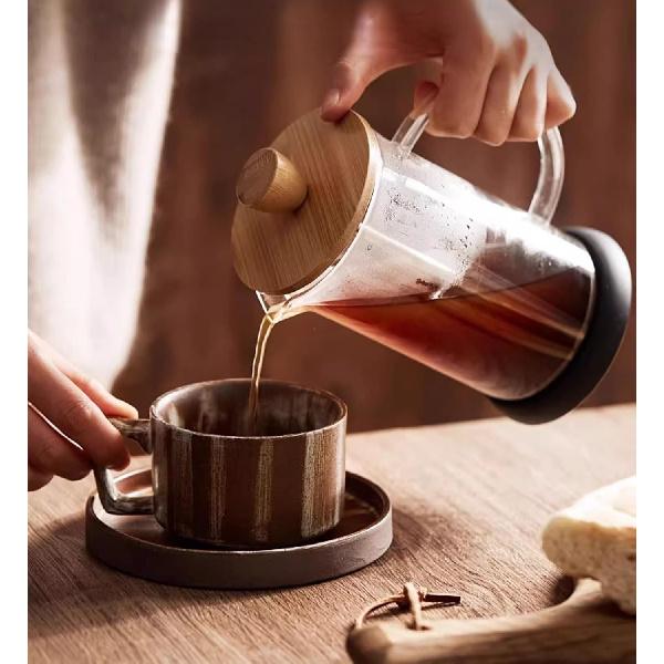 French Press Coffee And Tea Maker,Stainless Steel Glass Coffee Press,French Press Heat Resistant Hand Brewing Filter High Borosilicate Tea Coffee