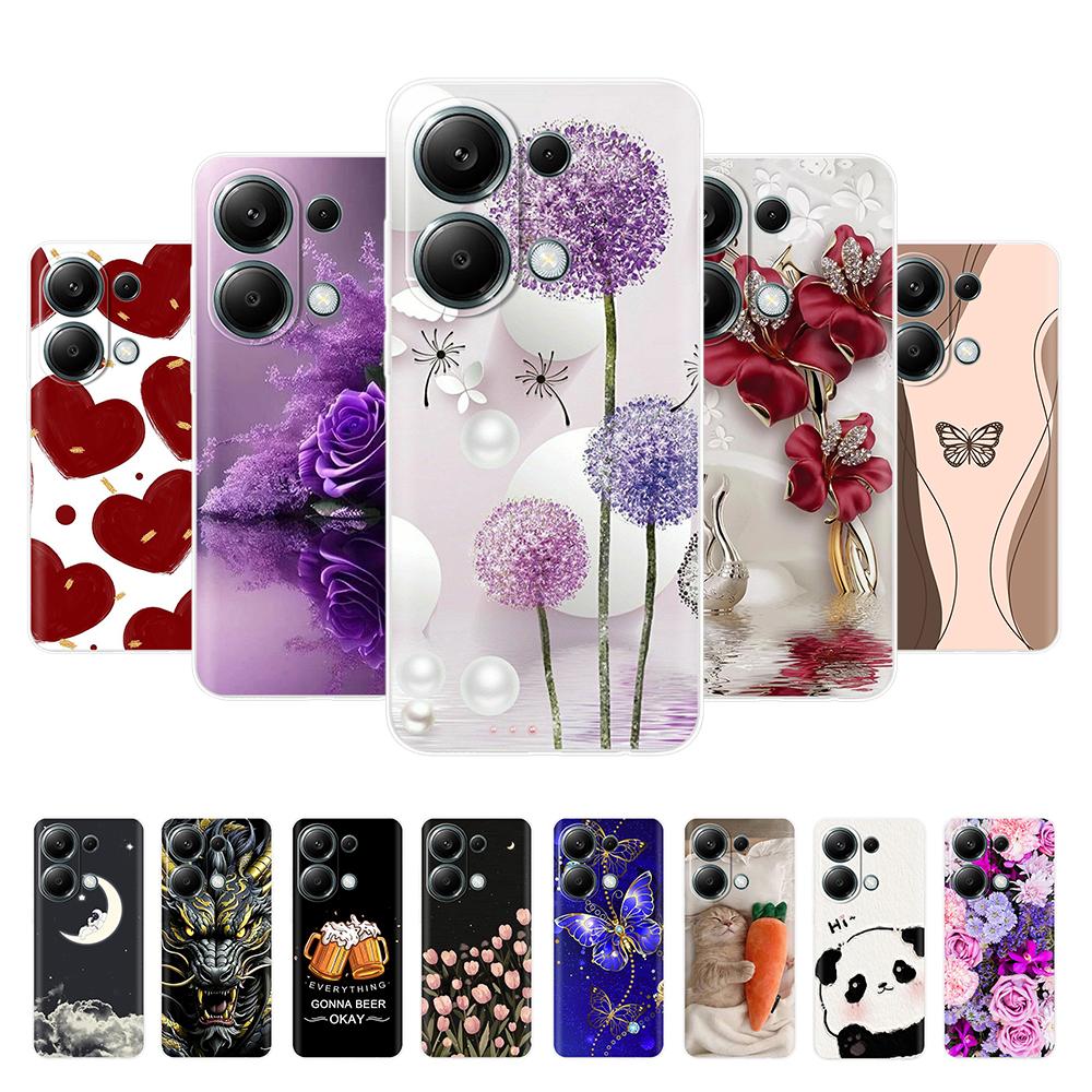 For Poco M6 Pro Phone Case Cute Panda Soft Silicone Shell For Xiaomi Poco M6Pro 4G 5G Protection Fashion Back Cover Coque Fundas