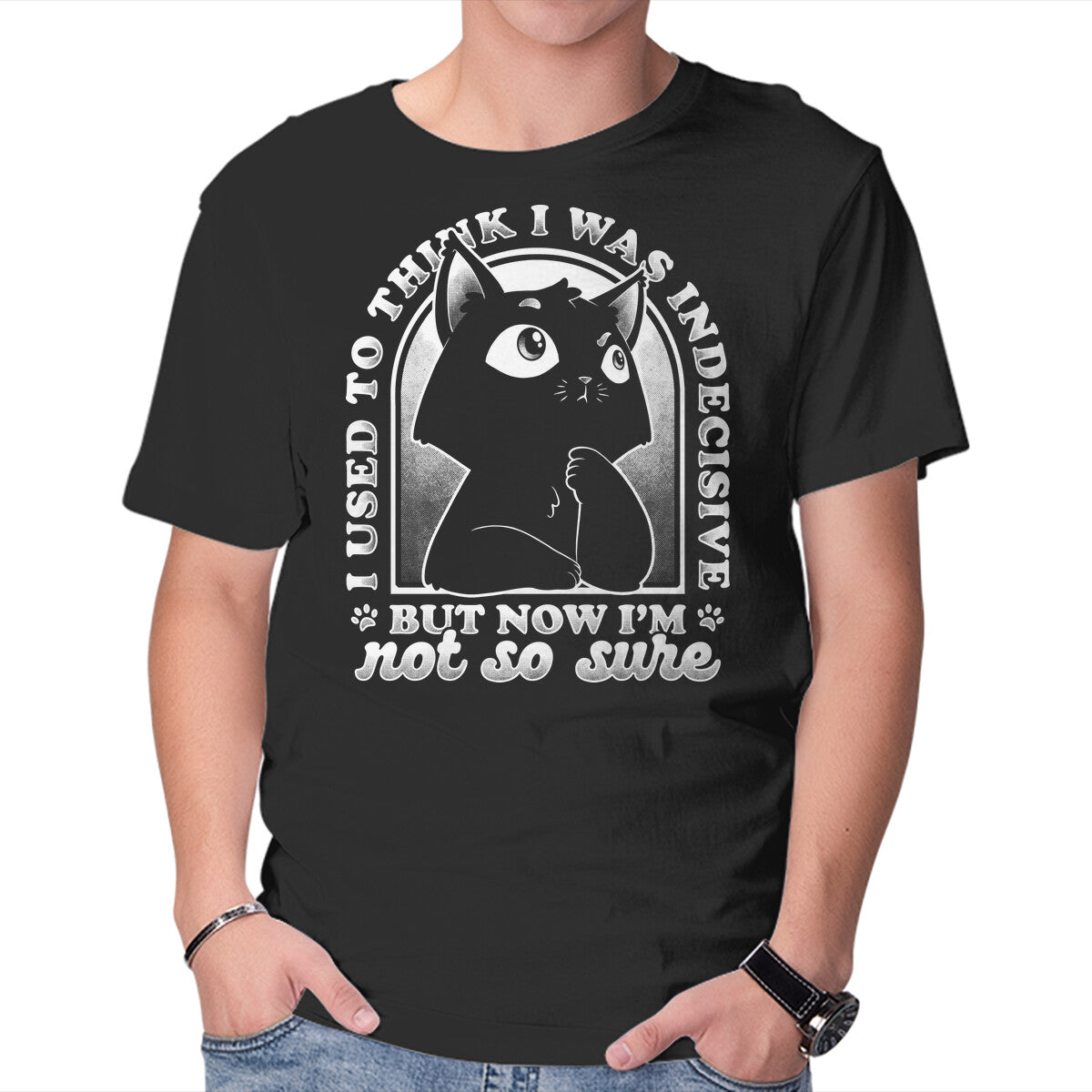 Unisex Crew Neck T-Shirt Indecisive Cat Graphic Short Sleeve Casual Tee XXL