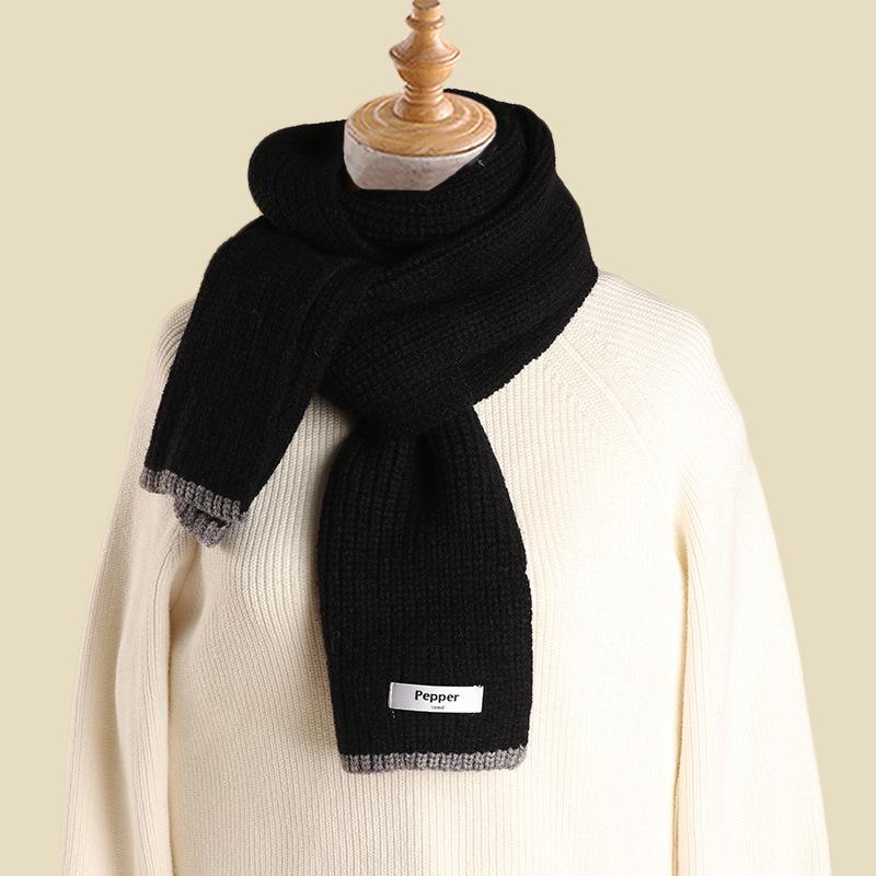 Knitted Woolen Scarf for Women Autumn and Winter Warm and Thickened Student Girl Versatile Men's Couple Style Scarf Korean Version