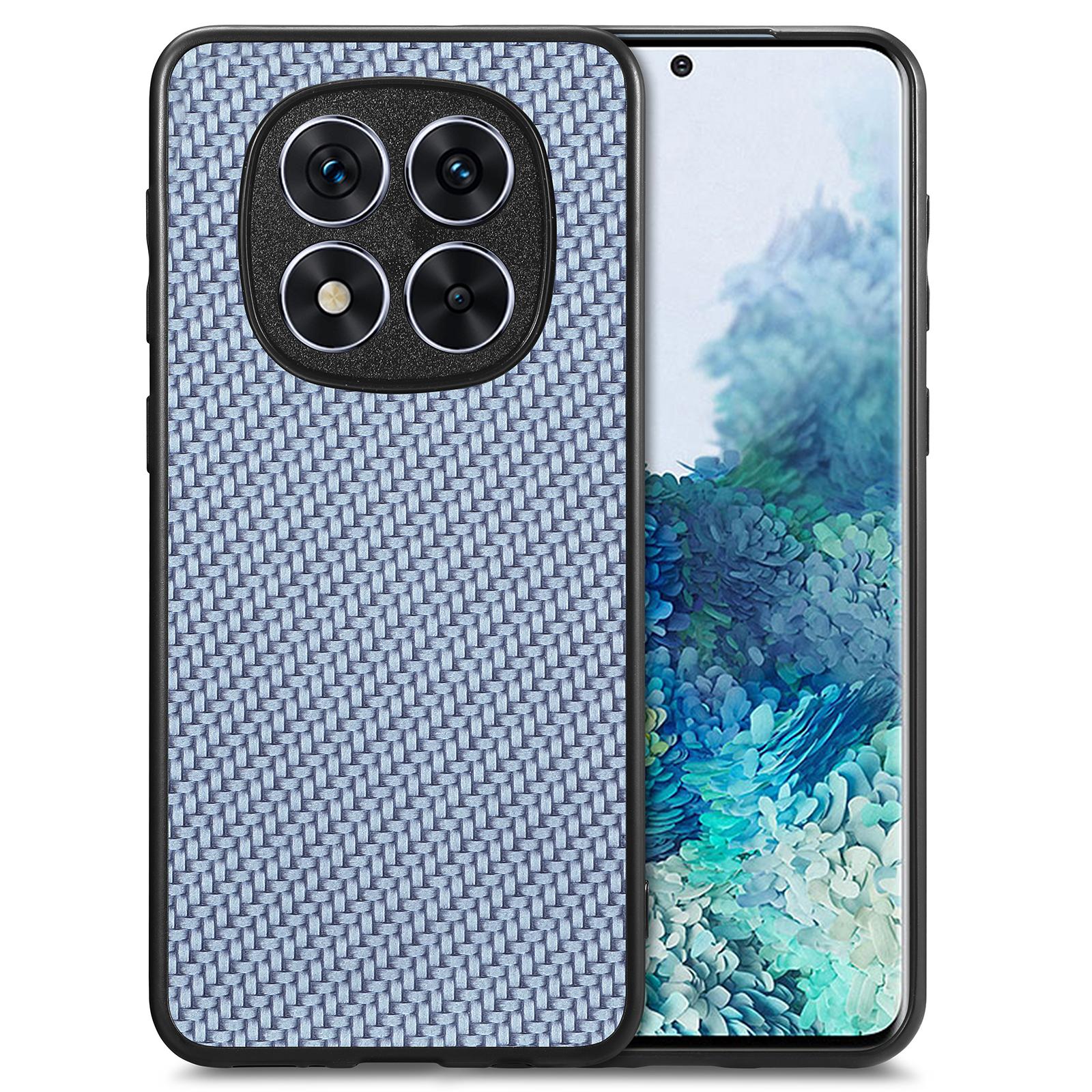 

For Xiaomi Redmi Note 14 Pro+ 5G Case Carbon Fiber Texture PU+PC+TPU Phone Cover Blue