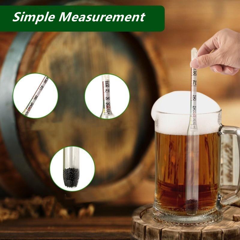3 Scale Hydrometer Alcohol Brix Meter 3-in-1 Densimeter for Wine Beer