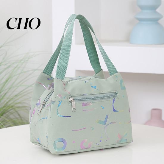 High-density Fabric Lunch Bag Letter Print Waterproof Tote Reusable Lightweight Carrier Box for Women Men Commuting Camping Picnic Portable