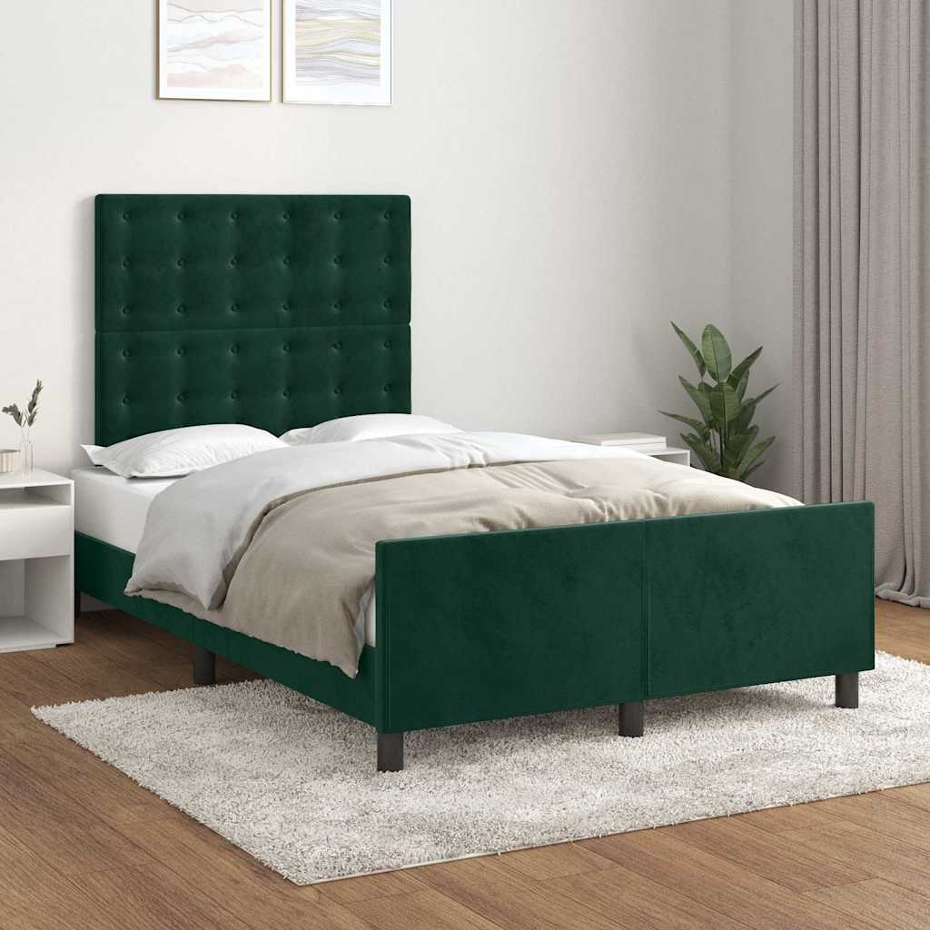 Bed Frame without Mattress Dark Green 120x200 cm Velvet