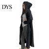 Hooded Coat Women Sweater Jacket with Pockets Mid Length Knitted Twisted Texture Solid Winter Color Long Sleeve Plus Size Thick Daily Commuting