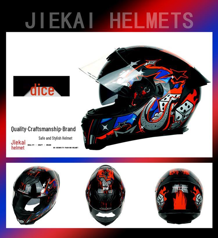 Jiekai Full Face Motorcycle Helmet – Unisex, All-Season, Cool and Safe Racing Design