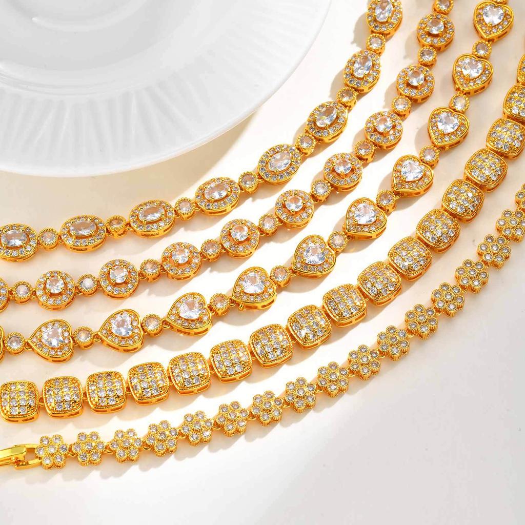 Wind Copper Inlaid Zircon Bracelet, Natural Light Luxury Style Plated 18K Gold Luxury Women'S Jewelry Pbr-261