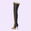 Fashion Women's Pointy Toe Cross Ties High Heel Over The Knee Boots 2025 New Slim Fit Zipper Long Boots Party Mixed Color Lady Shoes 43
