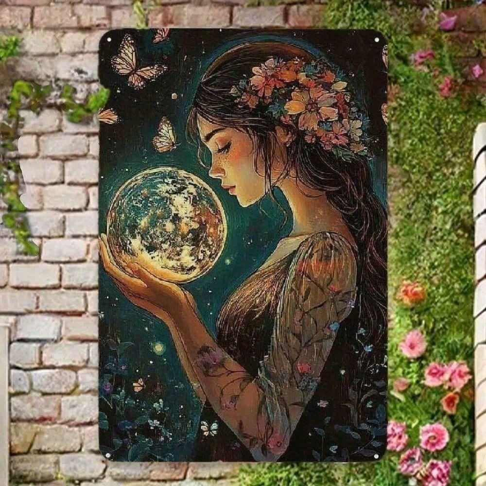 Vintage Butterfly Flower Print Metal Poster Wall Art For Living Room Decor
