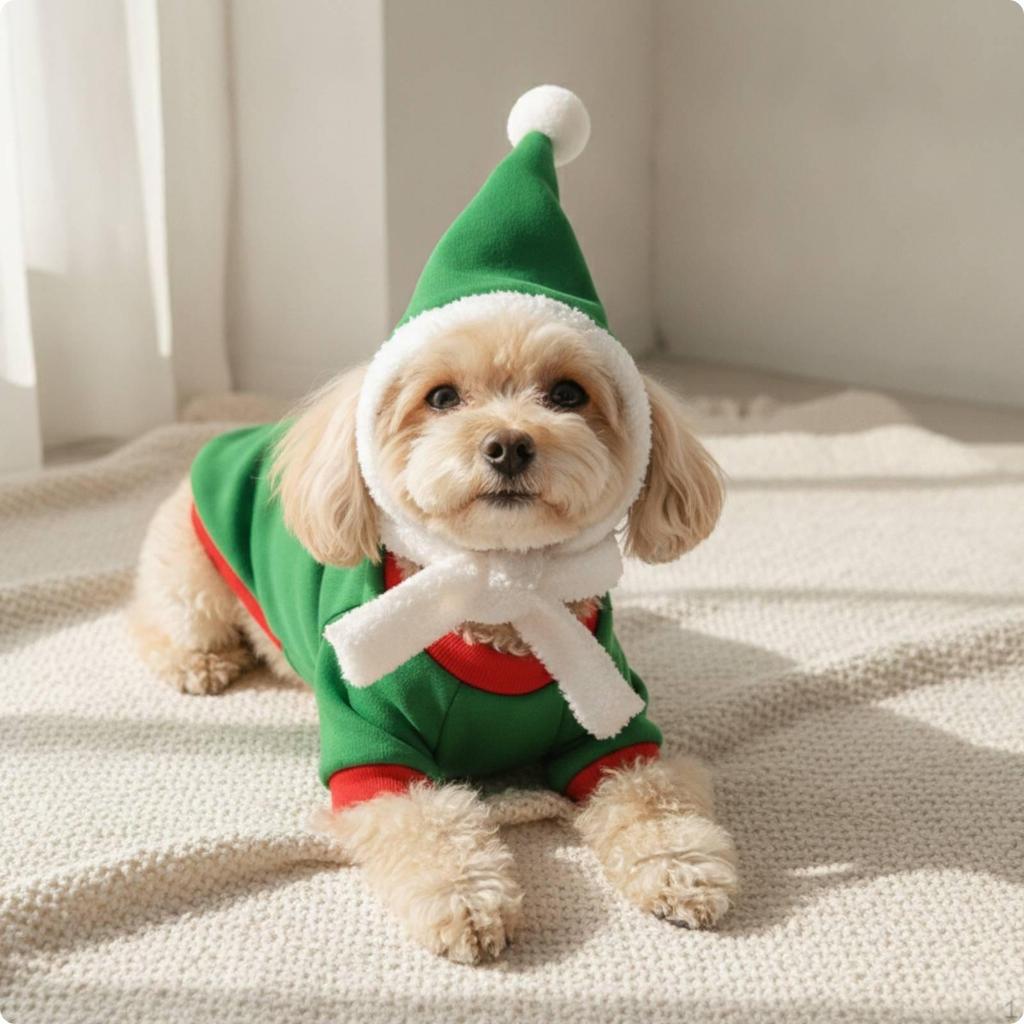 Festive Pet Costume with Hat | Soft Material Construction, Warm Coldcoldweather Gear, TwoPiece