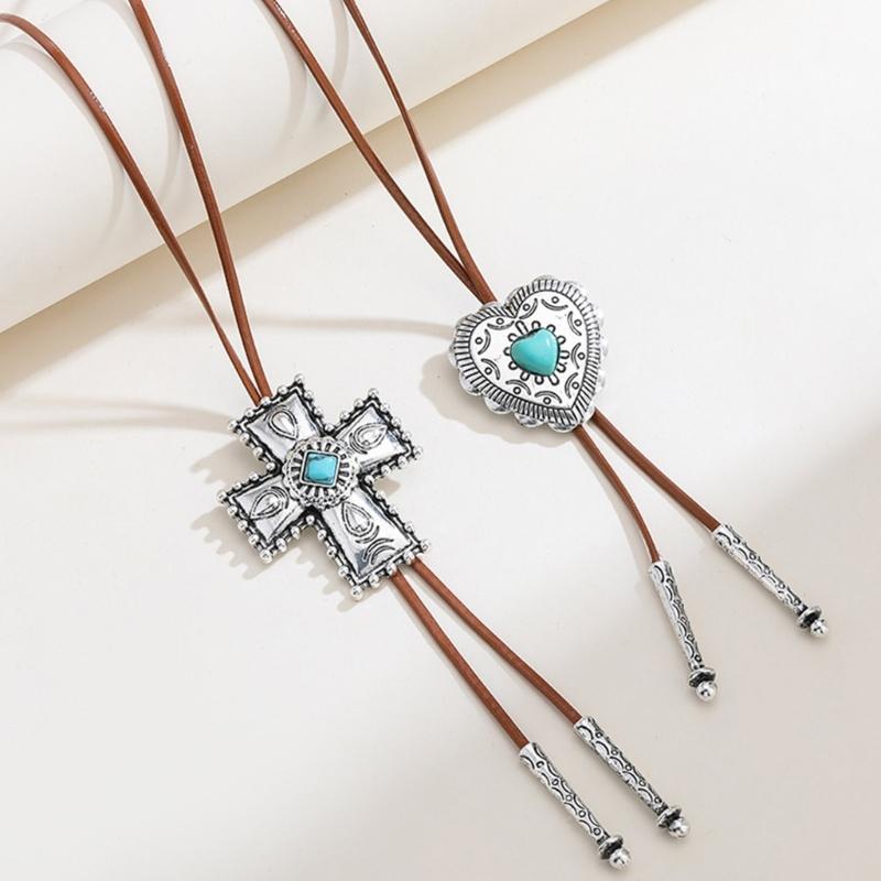 Damen Coole Choker Kreuzanhänger Halsband Schlüsselbeinkette Choker Bolo Tie Lariat Stil Kragen Schmuck