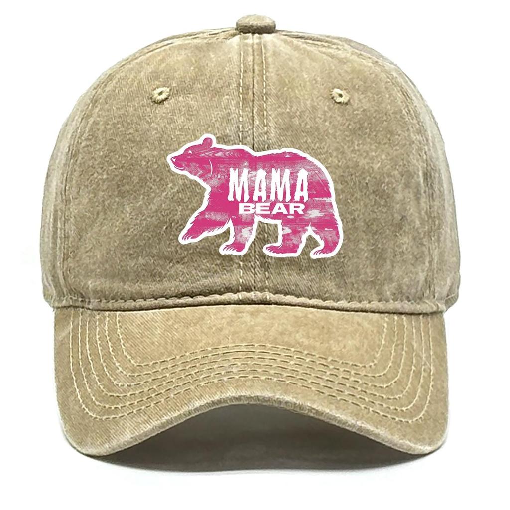 MAMA BEAR" Print Adjustable Sun Hat, Mother's Day Sports Hat Non-Stretch Fabric Sunshade Breathable Stylish Snapback Baseball Cap