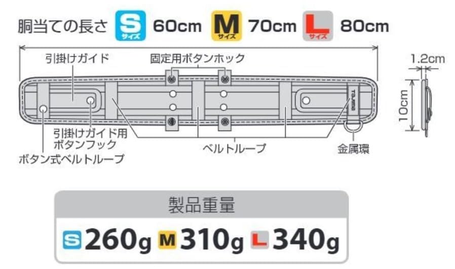 Tajima USFX600 Safety 600mm Flat Design for Ease of Thin Special Cushion for Design for Easily Attaches and Removes from Tajima Full Harnesses and