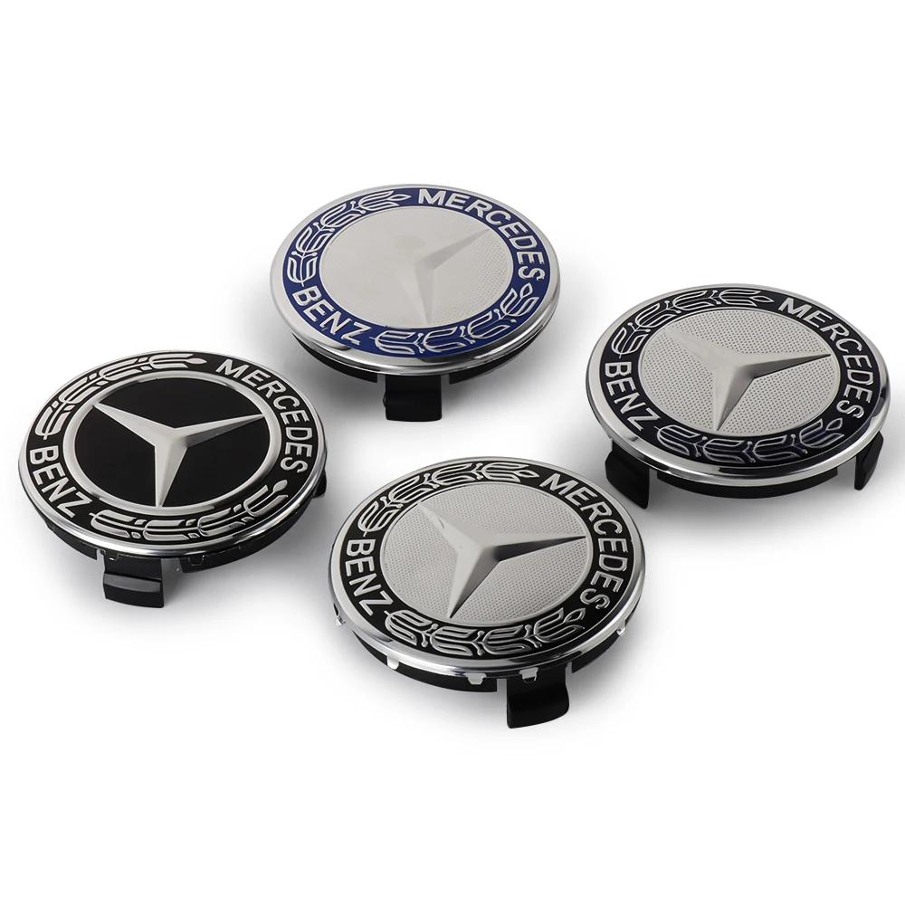 4 Stück/Los 75mm Radnabenkappe Emblem Abzeichen für Mercedes Benz C180 C200 E200 E260 E300 ML350 A1714000025 W230 W210 W211 W221 W219