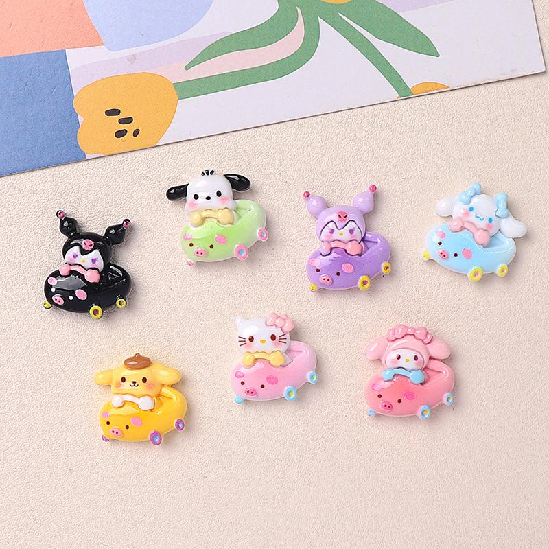 14/70PCS Cartoon Shiny Bumper Car Animal DIY Resin Accessories Jewelry Handmade Hair Clip Phone Case Water Cup Headpiece