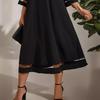 Women's Fashion Summer Spring Solid Color Print 3/4 Sleeves O-Neck Loose Waistline Casual Dresses