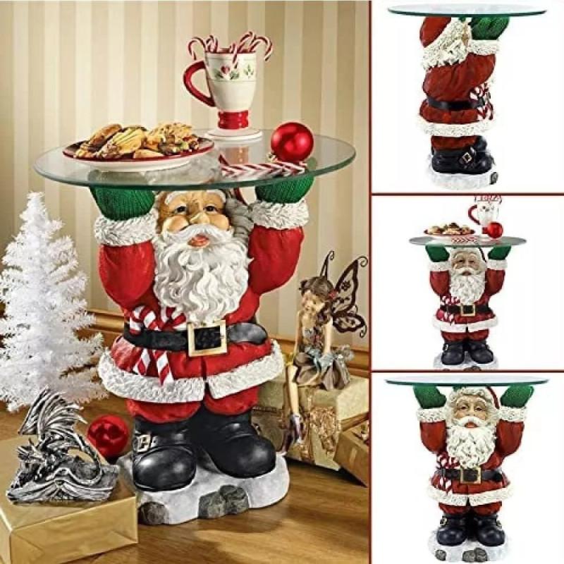 Whimsical Santa Claus Waiter Tray Resin Art Piece Ideal For Christmas Home Decor
