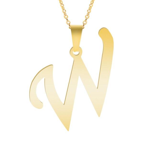 Gull alfabetet halskjeder for kvinner Smykker kjede på halsen 26 bokstaver anheng Halskjede rustfritt stål choker kvinne tilbehør