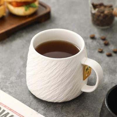 Keramiktasse mit Steinstruktur, große Kapazität, einfarbig, minimalistisches Design für Büro, Zuhause, tägliche Kaffee-Tee-Trinktasse