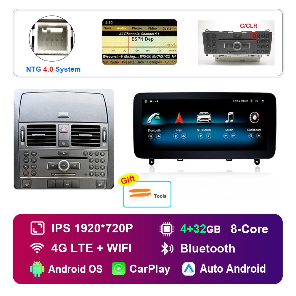 

10.25 inch for Mercedes Benz C W204 2007- 2010 NTG 4.0 System Android Car Radio Multimedia Player GPS 4G WiFi HD Touch Screen