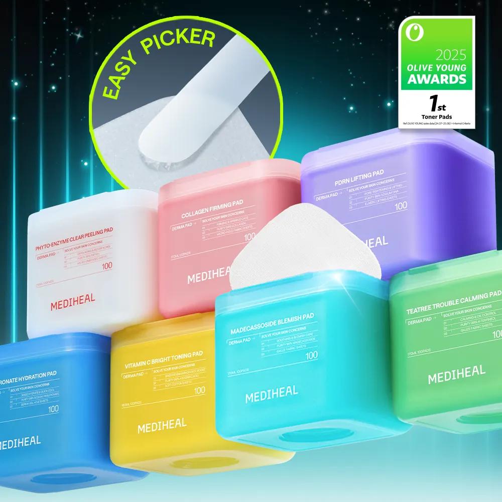 MEDIHEAL Toner Pad 100 Pads(7types Madecassoside Collagen etc) Hyaluronate Hydration Pad 100P
