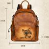 Johnature Zaino retrò in vera pelle con stampa animalier Borsa da donna in vera pelle di vacchetta naturale Zaini da viaggio di grande capacità