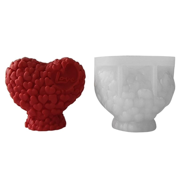 Heart Shape Candle Mold Silicone Mould for Candle Making DIY Fondant Aromatherapy Scented 3D Moulds Valentines Day Gifts
