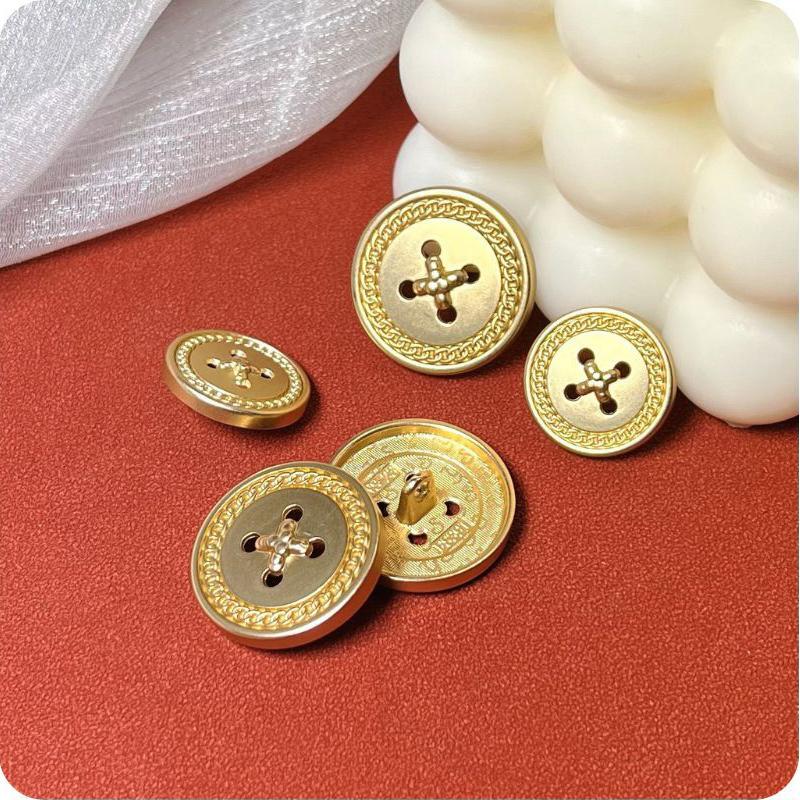 10pcs Golden Metal Button Clothing Pants Bag DIY Craft High-Grade Decorative Hollow Out Round Buttons Accessories