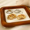 18K Gold-Plated Stainless Steel Ring with Zirconia Chain - Waterproof, High-End Jewelry for Women