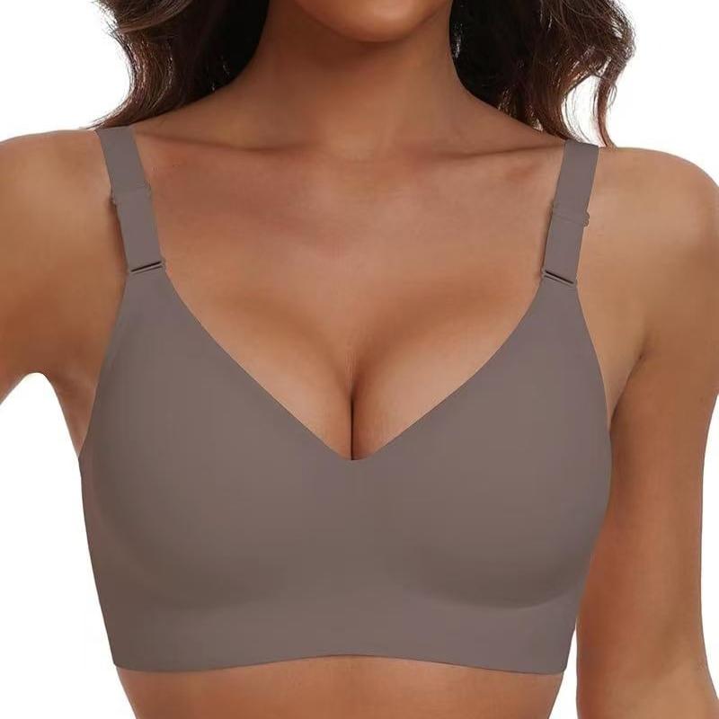European Plus Size Wireless Seamless Glossy Bra for Women Elegant Gathered Daily Comfort Intimates