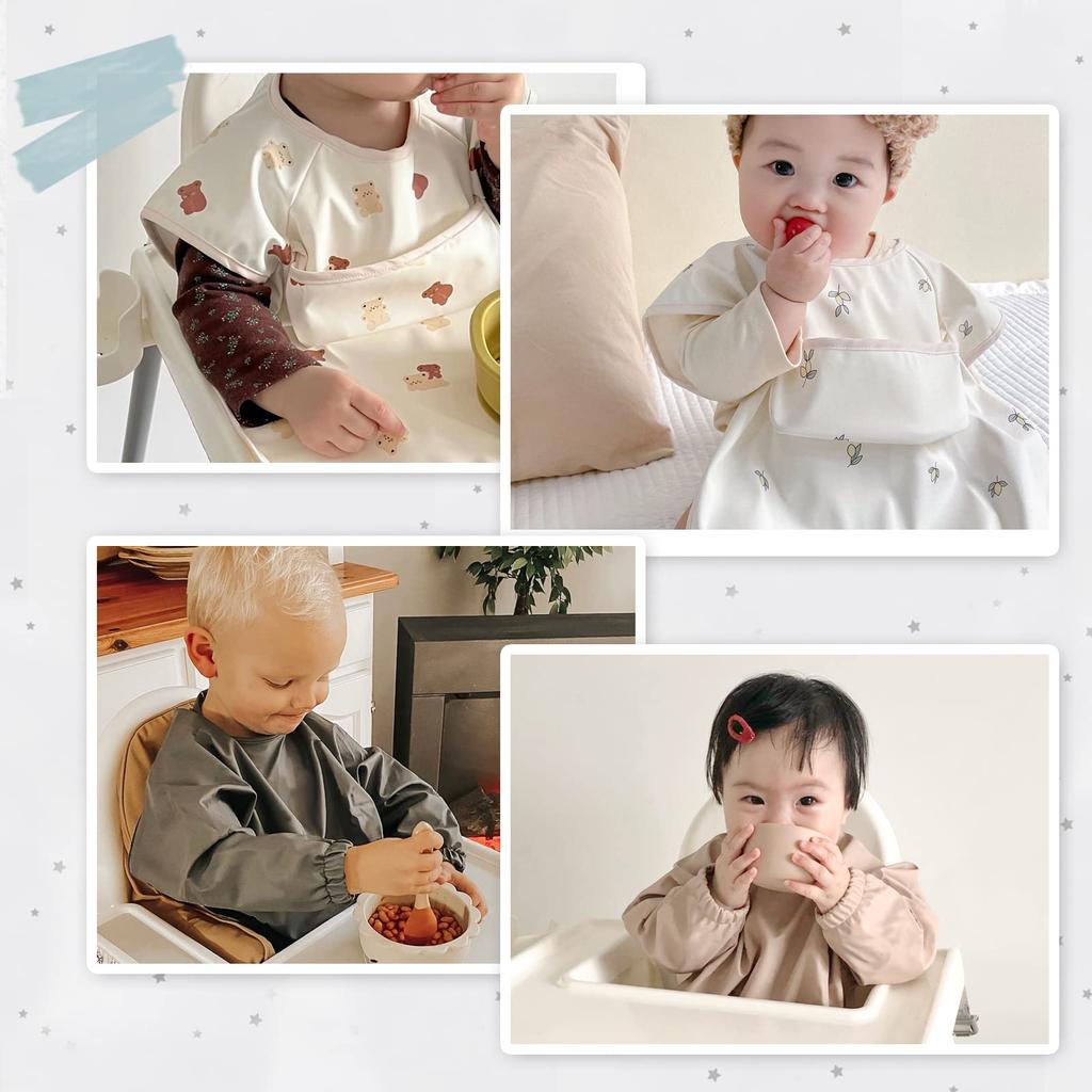 GoUseGo Baby Fütterset mit für Alter und Geeignet für Tagesbetreuung und Kindergarten Schürzen, 2, Ärmellos, Wasserdicht, Waschbar, Lätzchen, Kleinkinder,