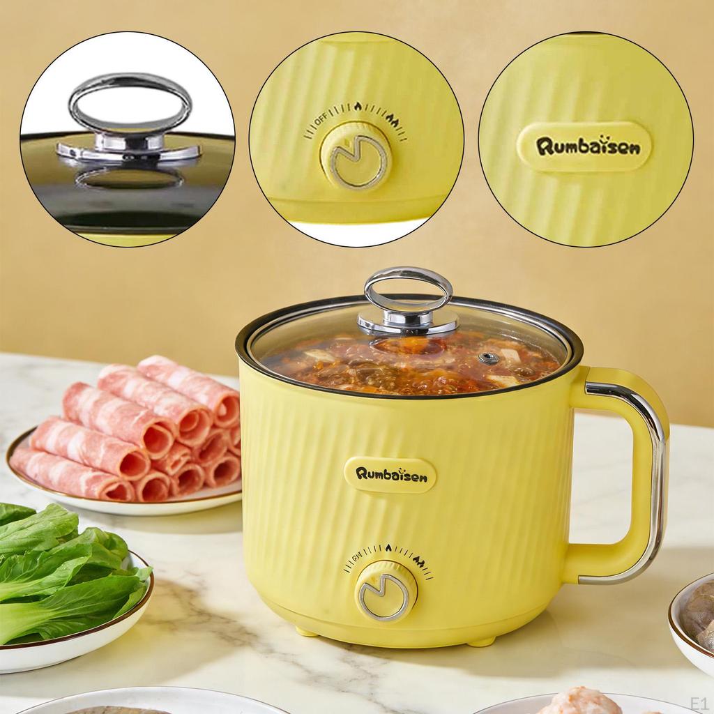 Mini Ramen Cooker Shabu Pot Electric for Home Pasta Boil Water Yellow Single