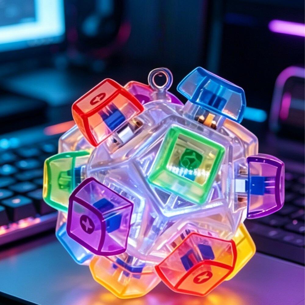 Hot Cool Glowing Keyboard Keychain Fidget Toy, Pressable Buttons, Stress Relief, Portable Desktop Ornament, Ideal Surprise Gift