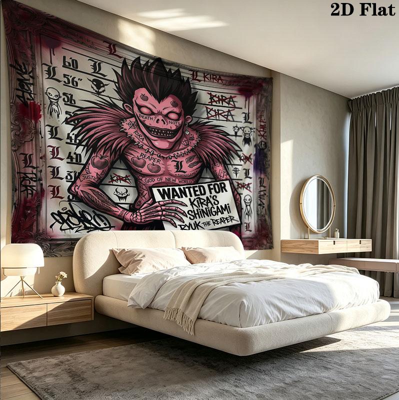 Arazzo da Parete Death Note Appeso Estetico Coperta in Tessuto Stampato Arazzi Decorativi per Camera da Letto Soggiorno Decorazioni per la Casa