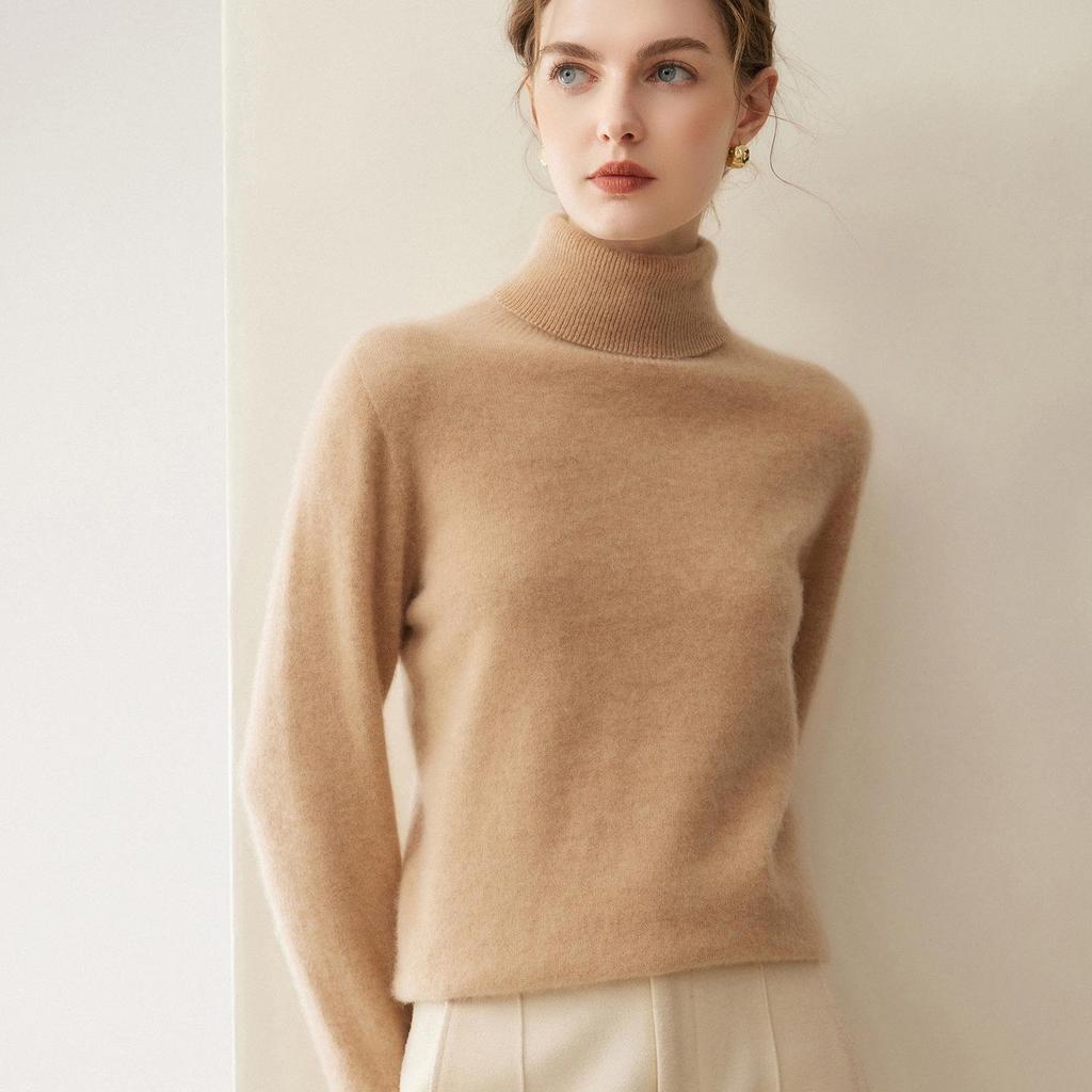 Women's Pure Cashmere High Neck Sweater - 2026 Autumn/Winter Soft Loose Fit Knitwear