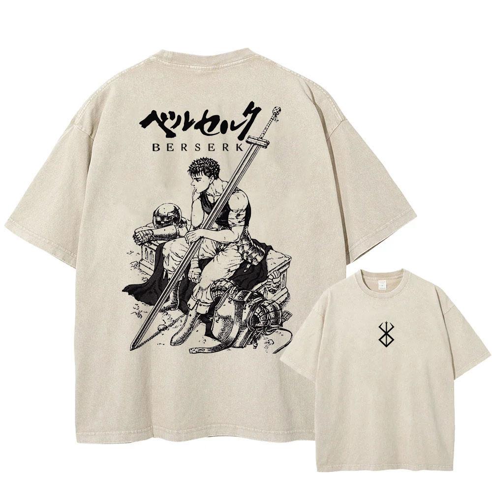 

Вінтажний washed футболка з аніме принтом Harajuku Streetwear Графічна футболка Літній топ з коротким рукавом Бавовняна футболка для жінок чоловіків S