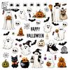 Decorative Window Film 6 Sheets Halloween Clings, Spooky Ghost Pumpkin Bat Removable Wall Decal Sticker, Reusable Static Glass Decals for Holiday