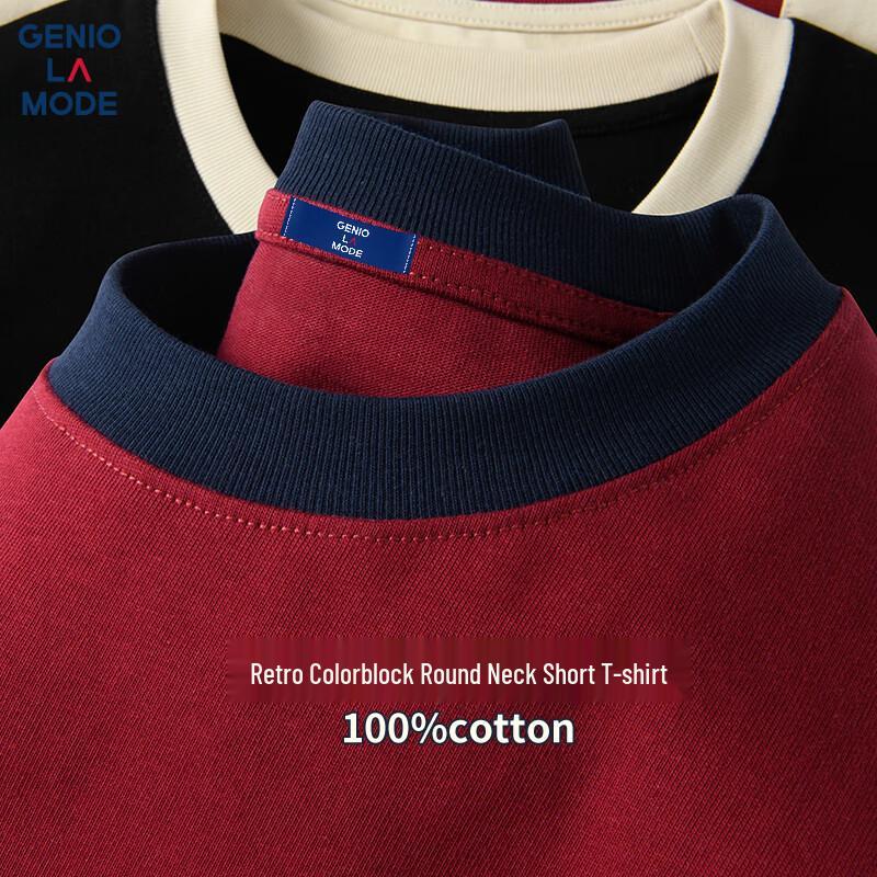 GENIOLAMODE Men s Casual Loose Ribbed Round Neck Short Sleeve T-Shirt M