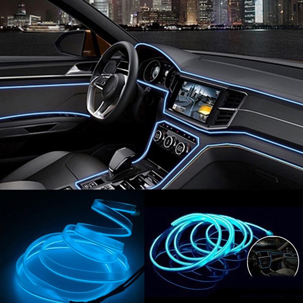 Car Interior Lighting 1m/2m/3m/5m Strips Auto LED Strip Garland EL Wire Rope Car Decoration Neon LED Lamp Flexible Rope Tube
