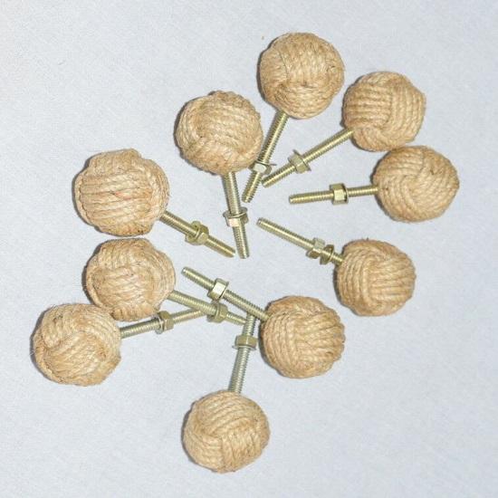 10 Pieces Nautical Jute Rope Door Knobs Beach Seaside