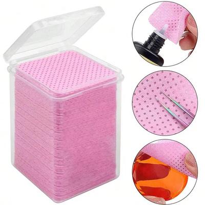 200Pcs/Box Lint Free Clean Cotton Tablet Non-Woven Fabric Eyelash Extension Nail Glue Wipes Cleaner Cloth