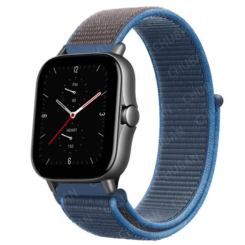20mm/22mm Nylon Loop watch band For Amazfit GTS/4/2e/3/GTS2 Mini/GTR 4/3 pro/47mm/GTR2/2e/stratos Bracelet Amazfit bip-u strap