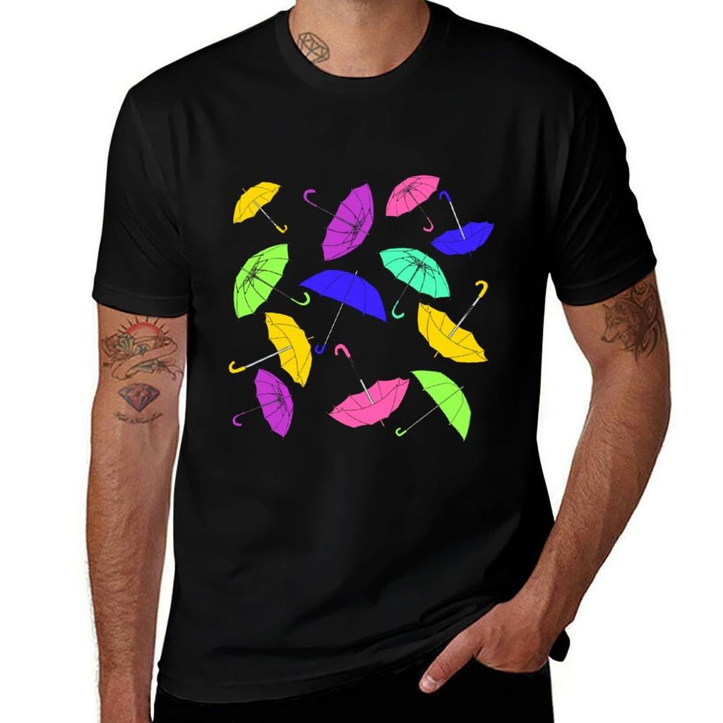 Bright Umbrella Pattern TShirt Holiday Casual Short Sleeve Top