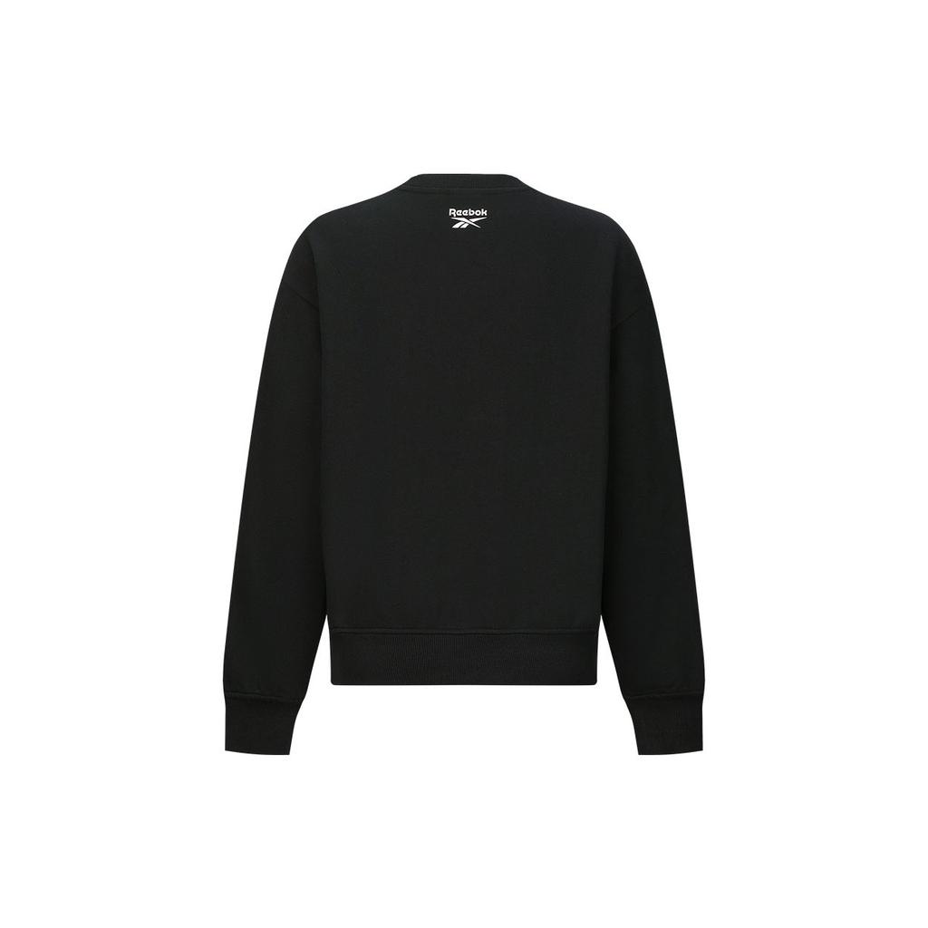 Reebok Comfortable Fashionable Versatile Retro Sports Letter Print Pullover Long Sleeve American Sweatshirt Women Sweatshirt Black 24FRM304WGH0