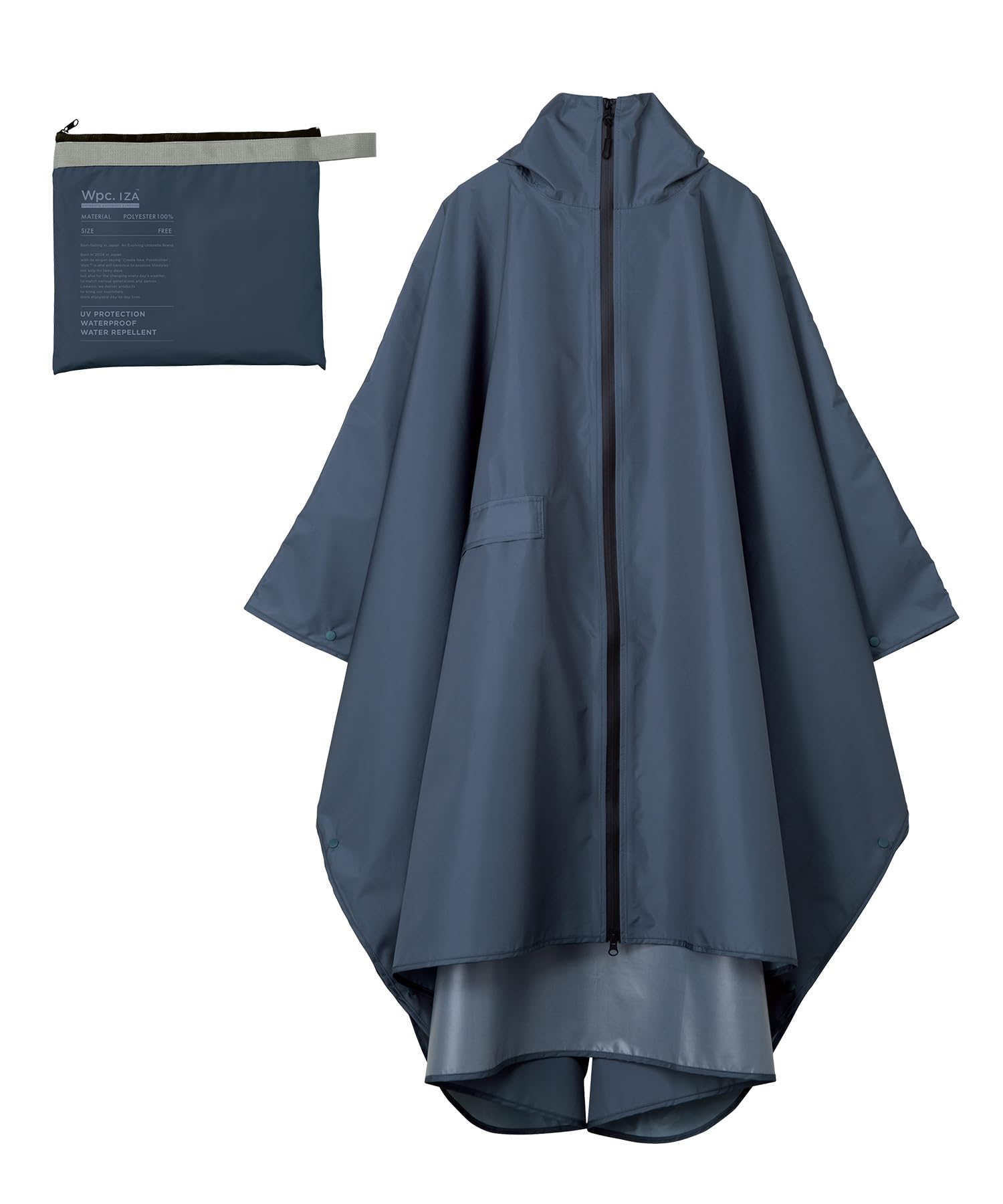 

IZA Rainbreaker Hood с пончо [World Party], темно-синий, мужской, плащ, дождевик, женский, простой, стильный, большой, поля, для отдыха на природе, кемпинг, фестивали,