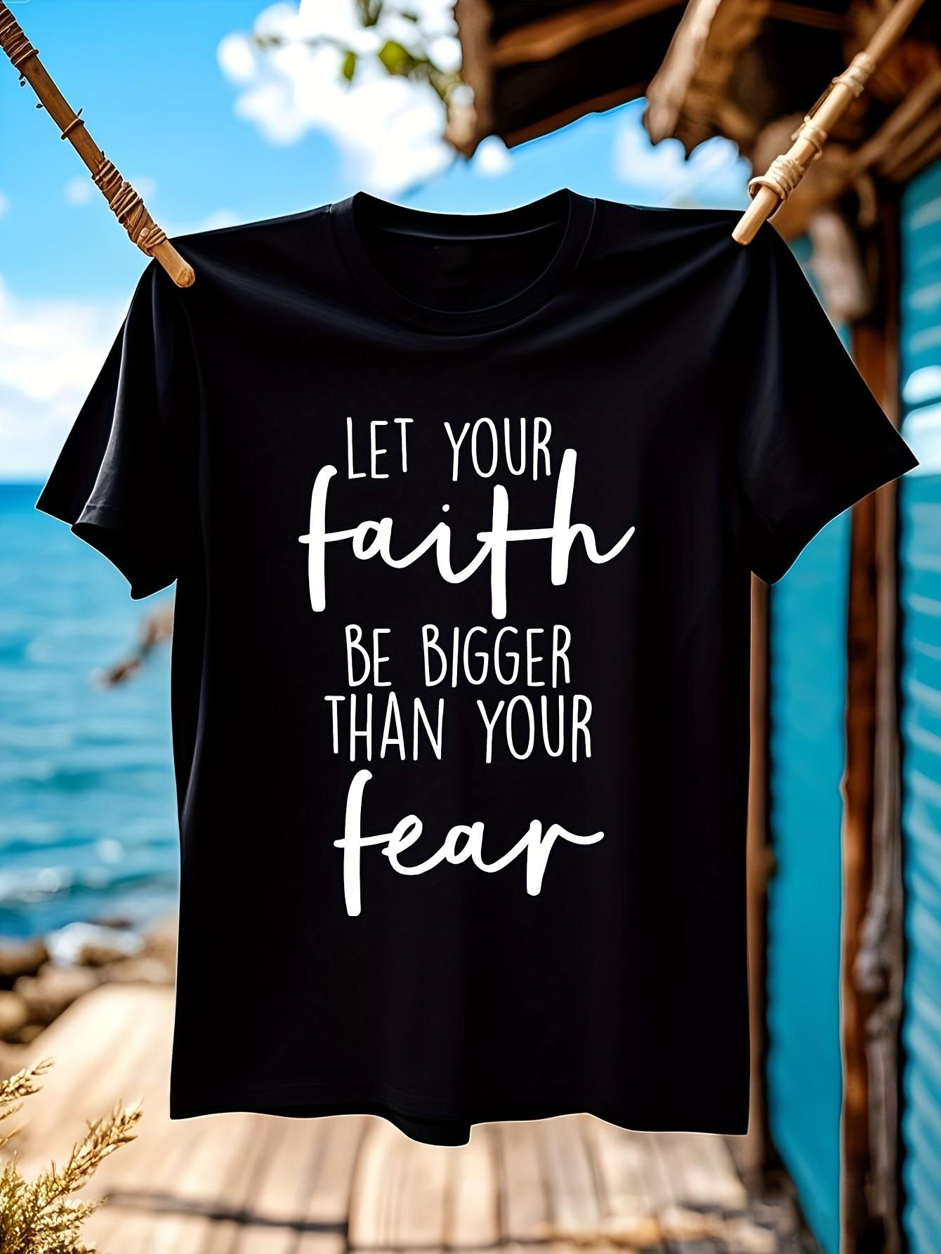 Christian Faith Over Fear Tshirt - Black with White Lette... XL