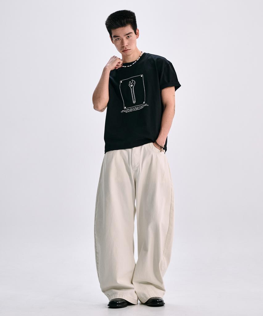 TAKEASY Cotton Curved J Pants (Cream)