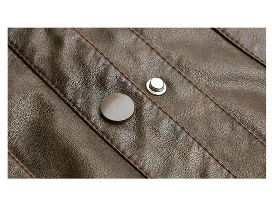 Women's Retro Genuine Leather Motorcycle Jacket, Spring/Autumn 2025 Fashion, Solid Color, Loose Fit, Short Style.