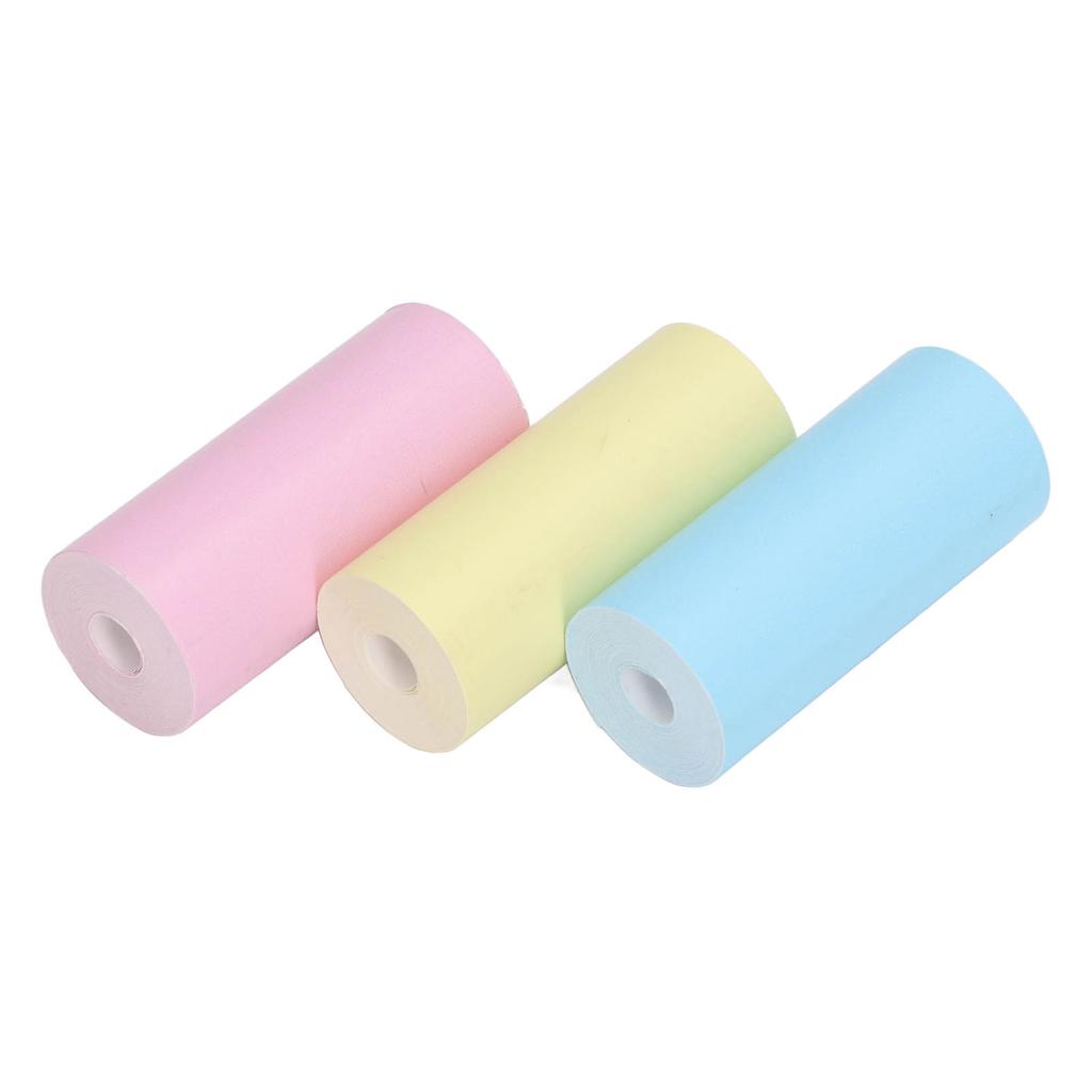 3 Roll Thermal Printer Paper Mini Thermal Print Paper Toll Yellow Blue Pink for Label Photo 57x25mm