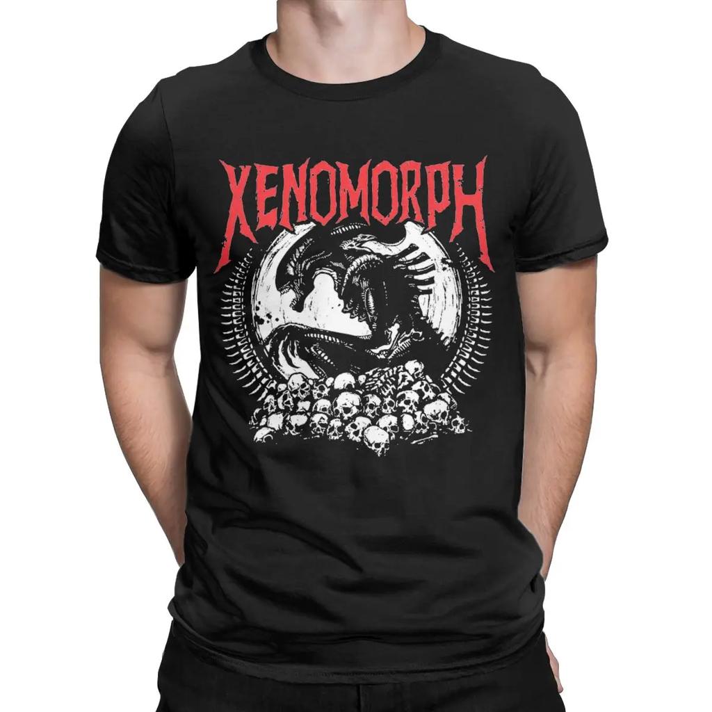 Herren T-Shirt Death Metal Xenomorph Alien Film Fantastisch 100% Baumwolle T-Shirt Kurzarm T-Shirt Rundhals Kleidung Sommer